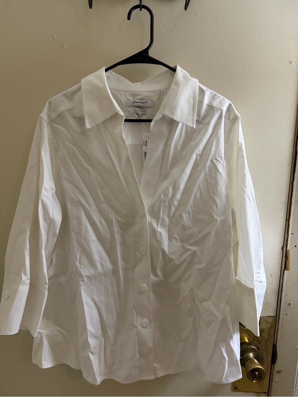 Foxcroft White Button-Front Cotton Blend Shirt